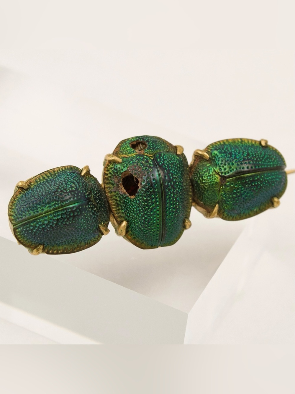 Antique Victorian Scarab Beetle Brooch Egyptian Revival Bar Pin